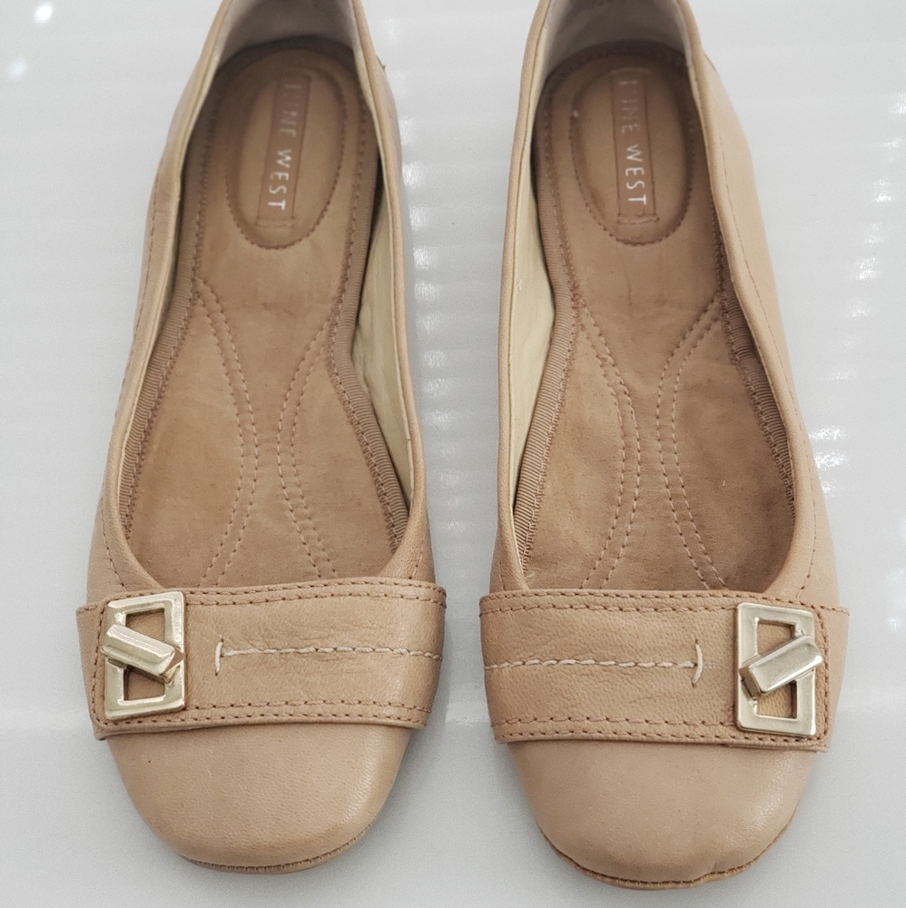 Nine West Nude Genuine Leather Flats - Size 7.5